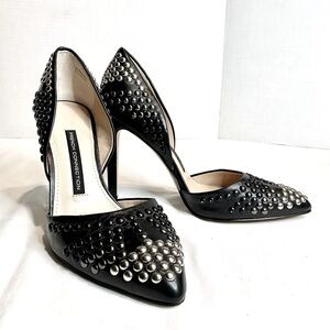 NWT — French Connection D’Orsay Silver to Black Studded Hombre Heels Size 6.5